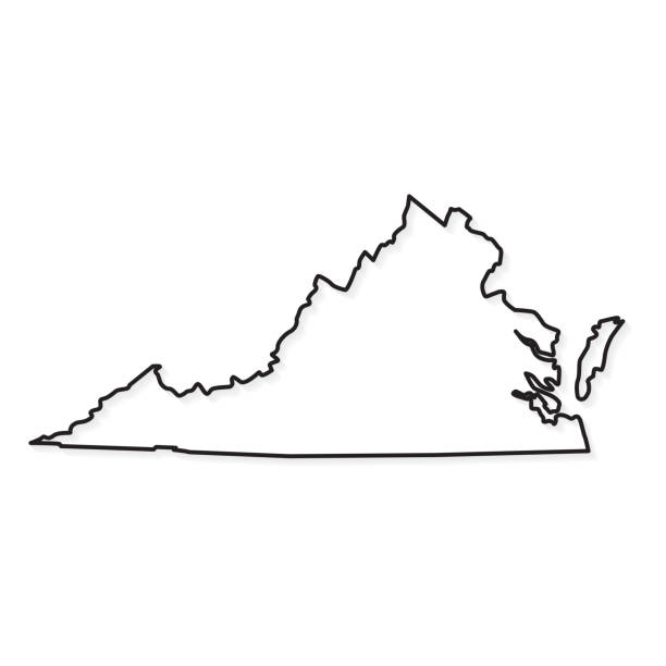 佛吉尼亞地圖的黑色輪廓 - 維珍尼亞州 幅插畫檔、美工圖案、卡通及圖標