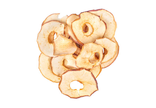 heap apple chips - dried apple imagens e fotografias de stock