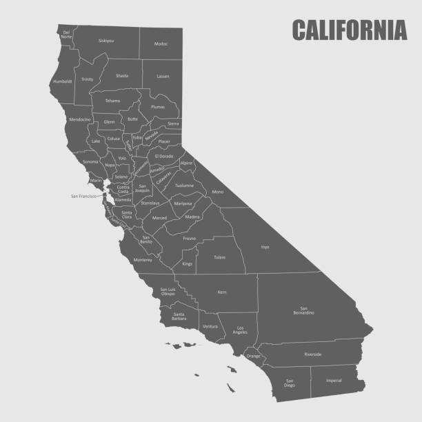 ilustrações de stock, clip art, desenhos animados e ícones de california and its counties - merced county