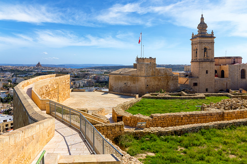 Ruins of the medieval Citadel and Cathedral in Victoria, island of Gozo, Malta