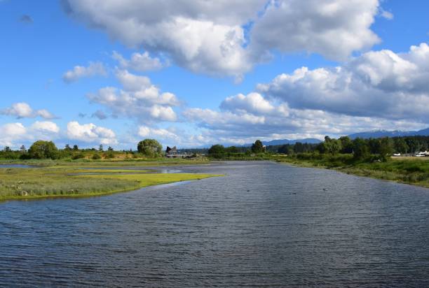 landscape along the Airpark recreational area in Courtenay on Vancouver Island, BC Canada