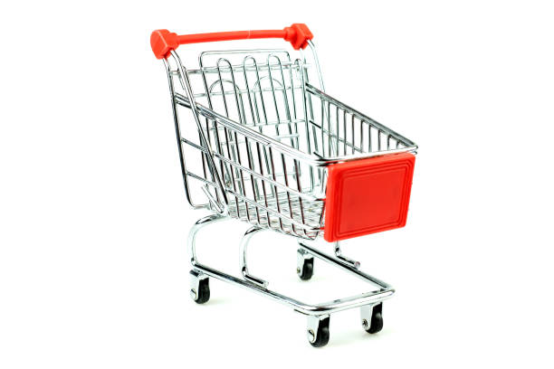 istock 4 Wheel shopping trolley empty at isolated white background 1189367184