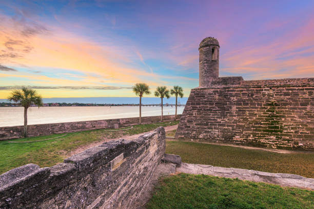 st. augustine, florida al castillo de san marcos national monument - fortezza immagine foto e immagini stock