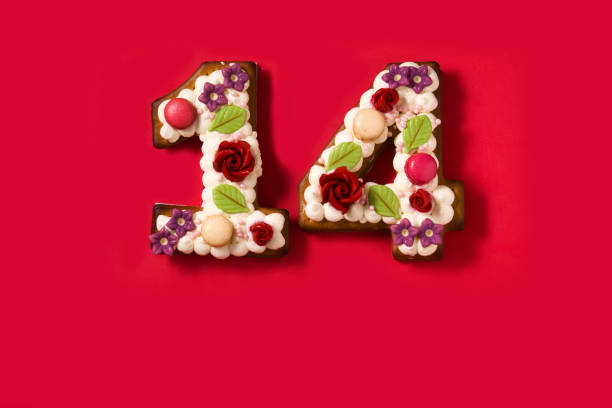 istock Valentine's Day cake with 14 number shape 1189370994