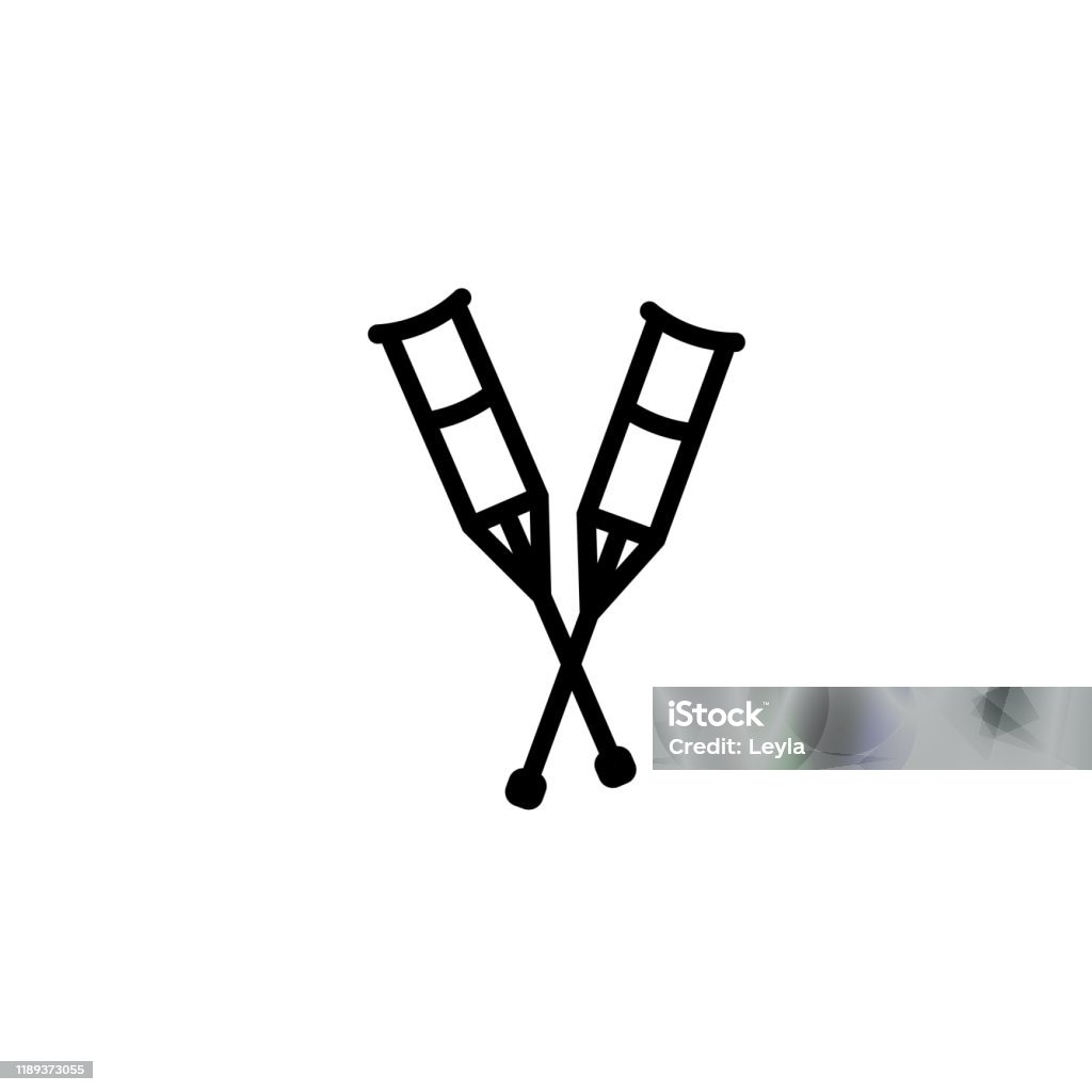 Walking Crutches Symbol Vector Icon Stock Illustration - Download Image ...