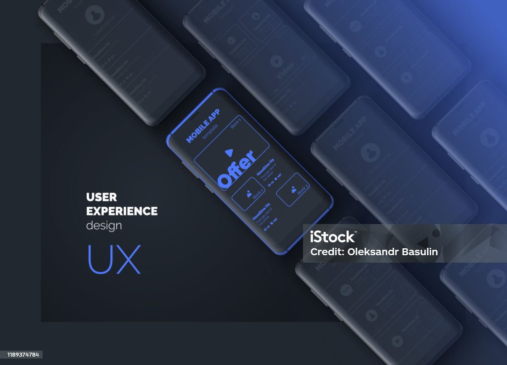 User Experience User Interface Mobile Phone On A Black Background With ...