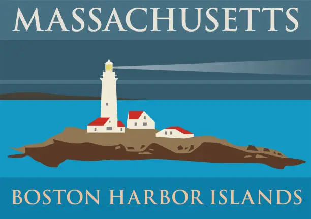 Vector illustration of Boston Harbor lighthouse