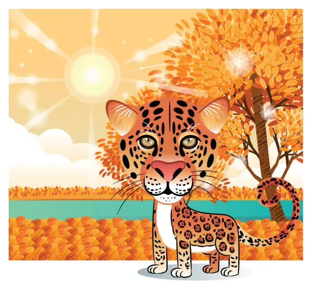 Vector illustration of Autumn And Leopard