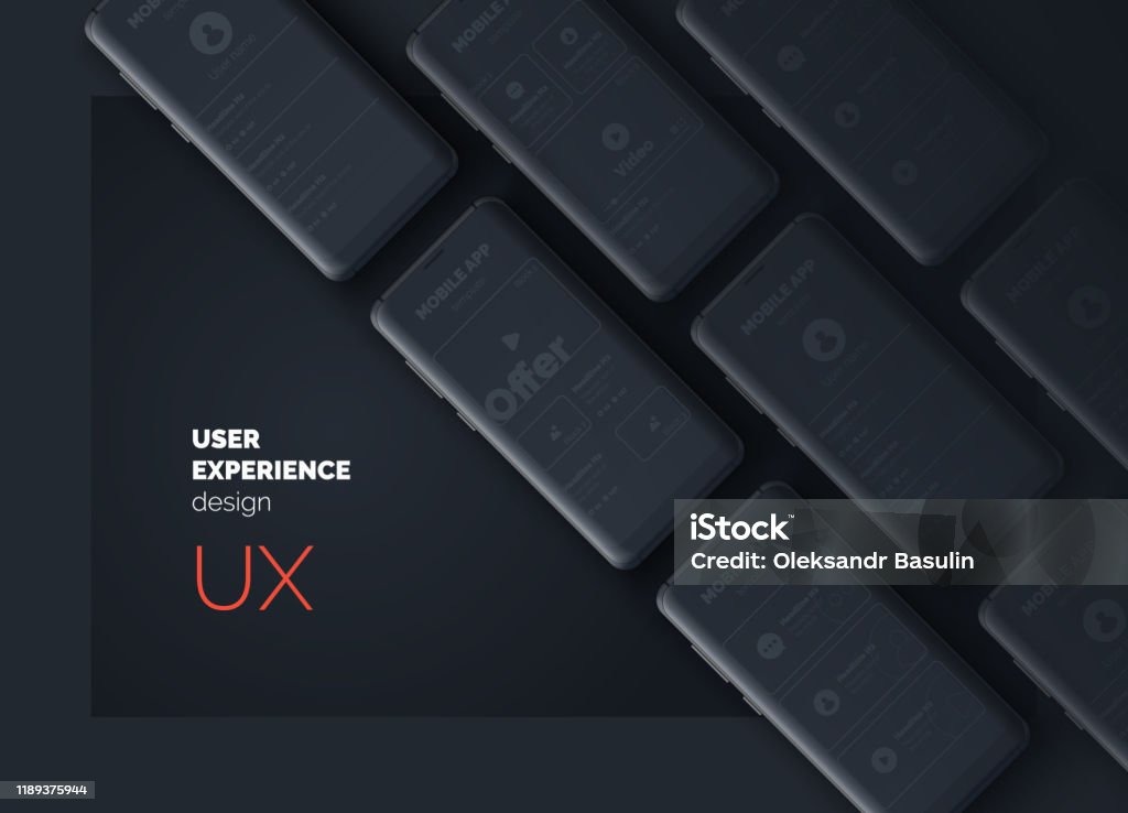 User Experience User Interface Mobile Phone On A Black Background With ...