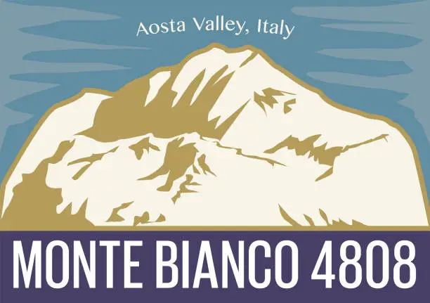 Vector illustration of Mont Blanc mountain range