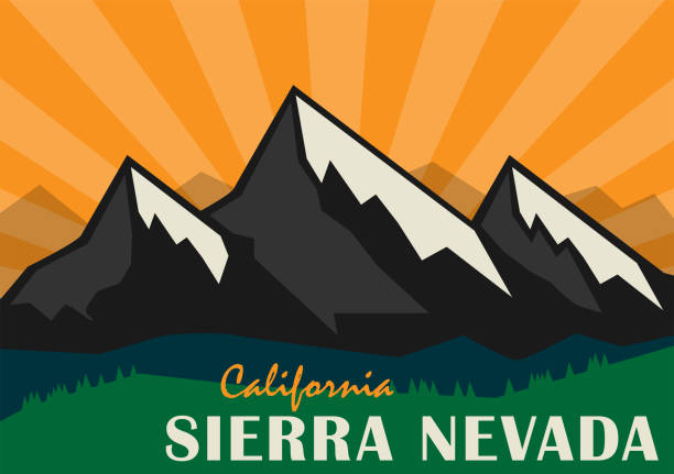 góry sierra nevada w kalifornii, stany zjednoczone - central california illustrations stock illustrations