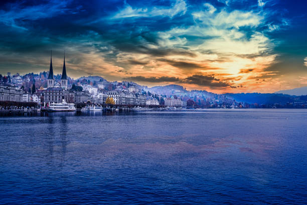 Shot of Lake zurich with dramatic sky