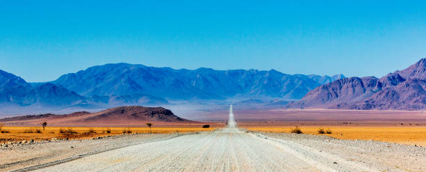 namibian landscape and desert - landscape panoramic kalahari desert namibia imagens e fotografias de stock
