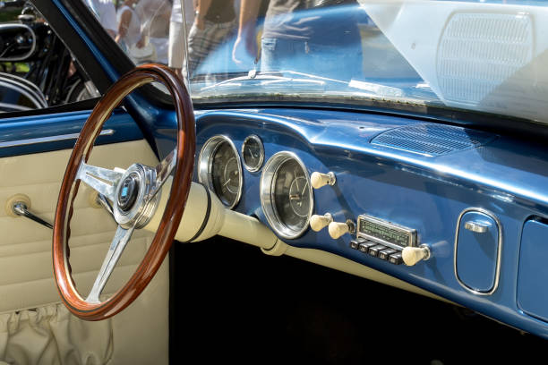 istock Dashboard of a classic old car 1189379779