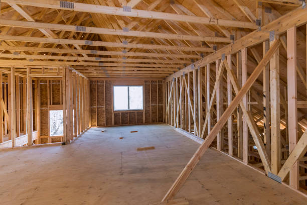 istock New construction of beam construction house framed the ground up 1189384156