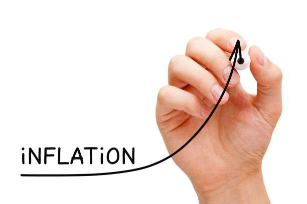 hochinflationsrate graph arrow konzept - wandern grafiken stock-fotos und bilder