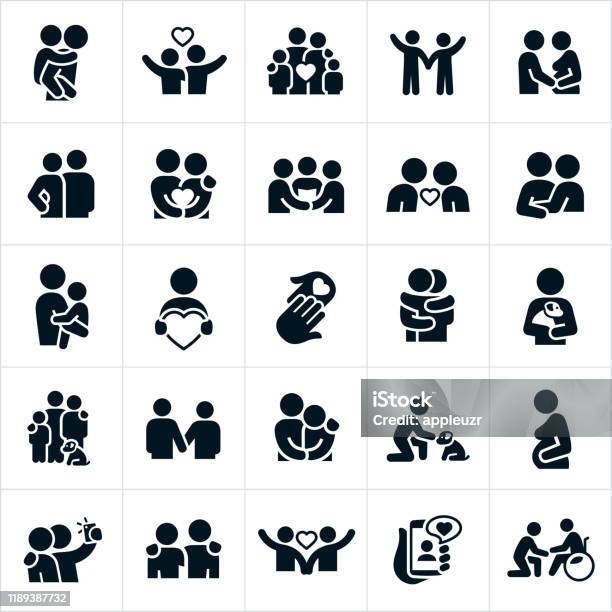 Love And Relationships Icons Stock Illustration - Download Image Now - Icon Symbol, Family, Friendship