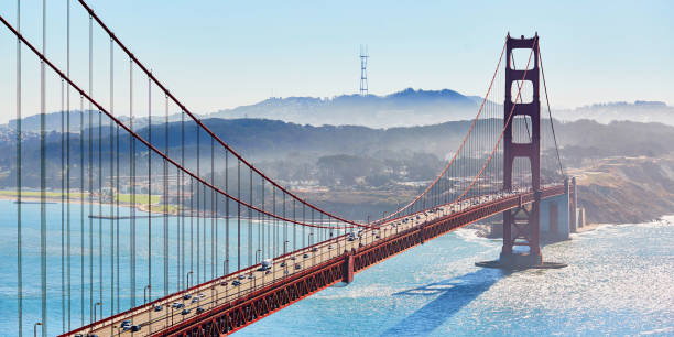 ponte dourada da porta em san francisco, califórnia, eua - baker beach - fotografias e filmes do acervo