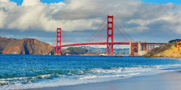 Famous Golden Gate bridge in San Francisco, USA Famous Golden Gate bridge in San Francisco, California, USA baker beach stock pictures, royalty-free photos & images