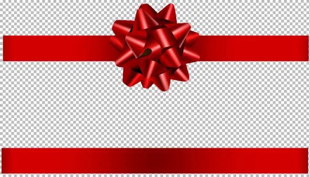 Vector illustration of red bow and ribbon illustration for christmas and birthday decorations