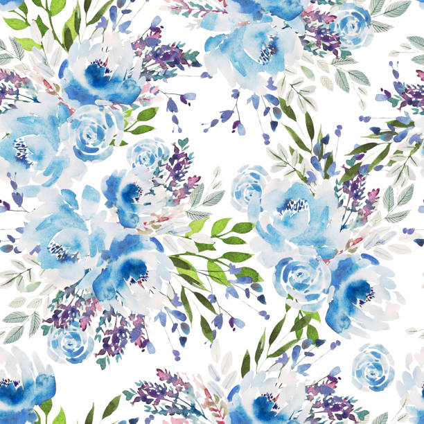 istock Beautiful Watercolor seamless pattern with roses and peony flowers. 1189399116