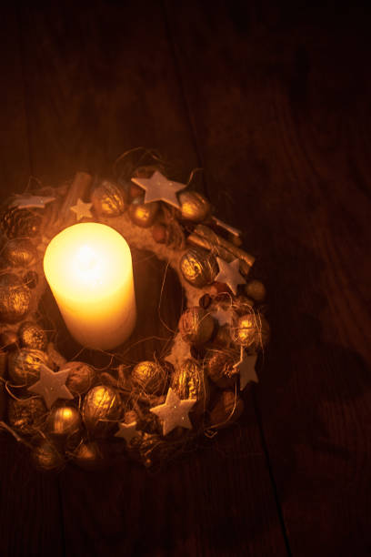 istock Burning candle in a New Year's candlestick 1189399204