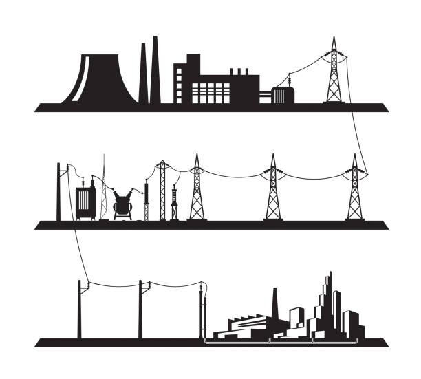 Electrical power grid Electrical power grid - vector illustration power line illustrations stock illustrations