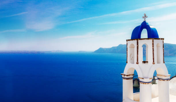istock view of caldera with stairs and belfry, Santorini 1189401521