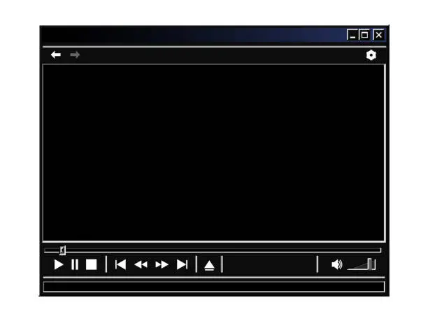 Vector illustration of Retro video player interface in modern dark mode theme