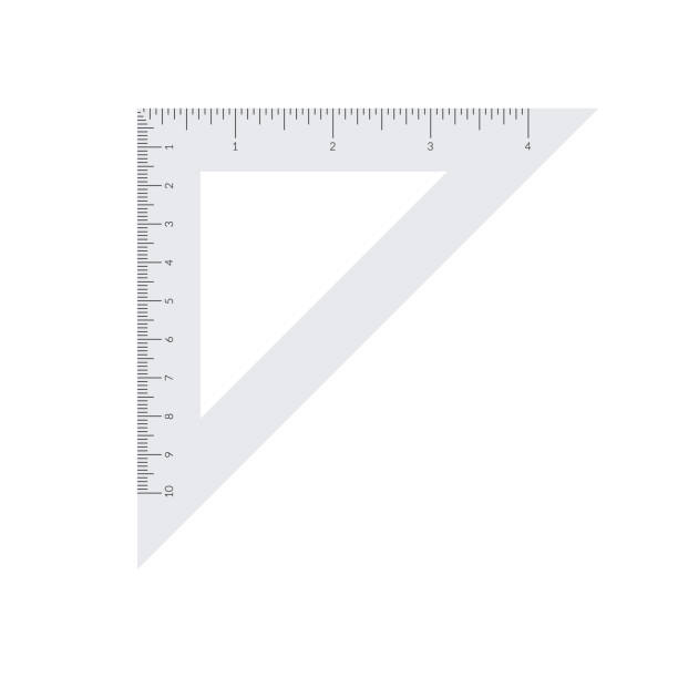 Paper isosceles triangle with metric and imperial units ruler scale. Paper isosceles triangle with metric and imperial units ruler scale isosceles triangle stock illustrations