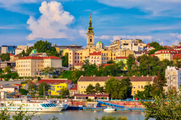 Old Belgrade City Center Belgrade, the capital of Serbia. View of the old historic city center on Sava river banks. Image serbia stock pictures, royalty-free photos & images