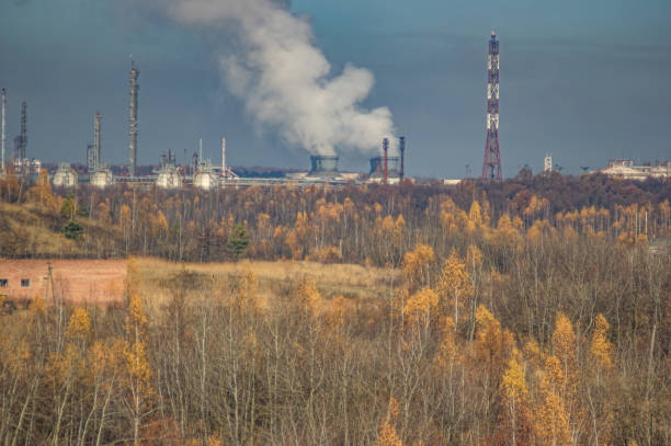 istock Factories in an industrial area among the forest 1189405292