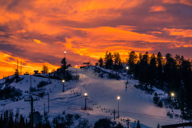 istock Colorado ski slope at beautiful sunset in winter 1189407824