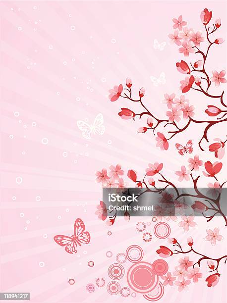 Japanese Cherry Blossom Stock Illustration - Download Image Now - Backgrounds, Blossom, Branch - Plant Part