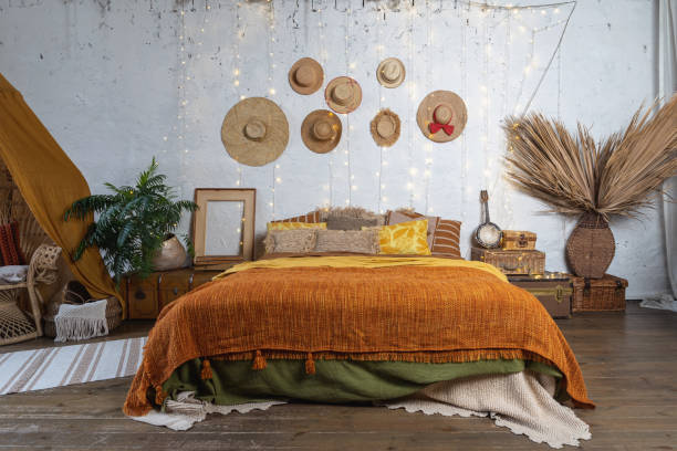 istock Cozy house with room in boho style interior 1189414111
