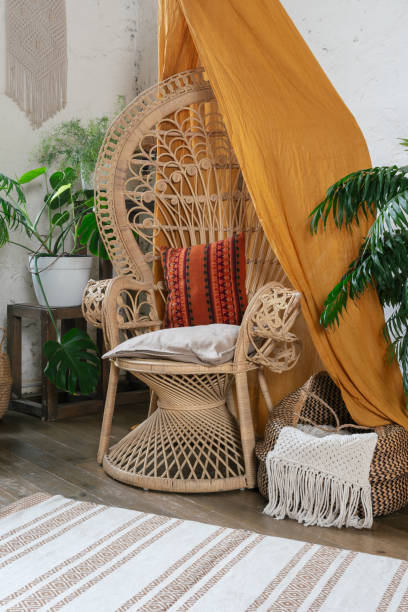 istock Cozy house with room in boho style interior 1189414180