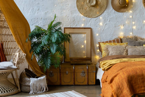 istock Cozy house with room in boho style interior 1189414258