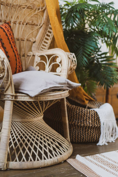 istock Cozy house with room in boho style interior 1189414332