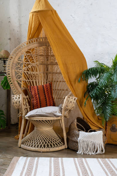 istock Cozy house with room in boho style interior 1189414338
