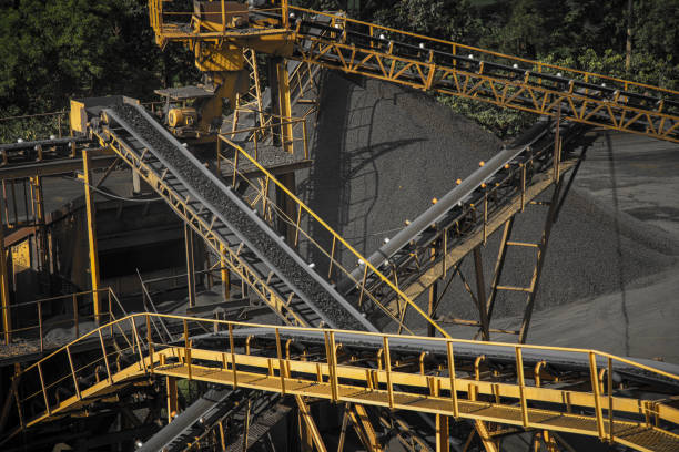 conveyor belt mine line rock transport conveyor belt mine line rock transport mining conveyor belt stock pictures, royalty-free photos & images