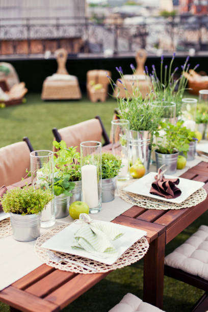 istock table setting in rustic style with herbs, apples and brown napkins 1189418053