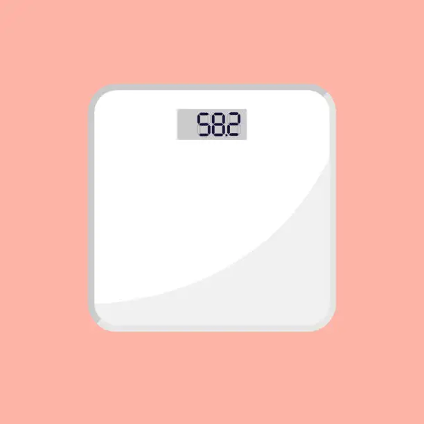 Vector illustration of Bathroom floor scales isolated on pink background.