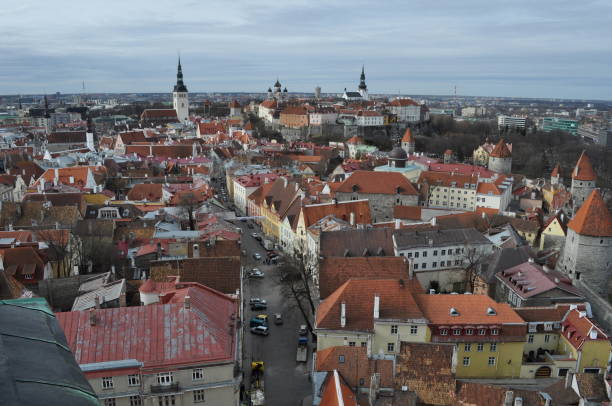 istock Panoramic view of old historic centre in Tallin 1189427420