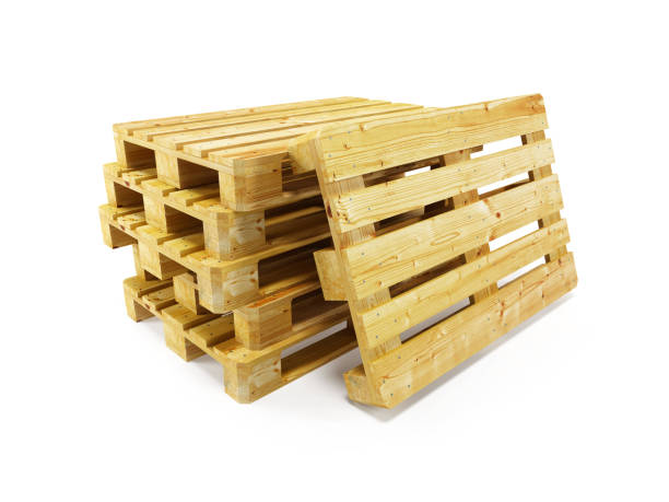 istock wooden pallets, isolated on white 1189430443