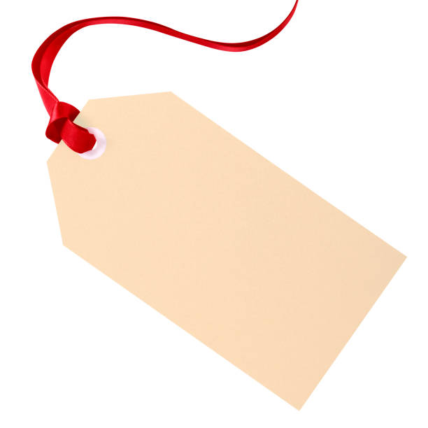 istock Plain gift tag with red ribbon isolated on white background 1189435063
