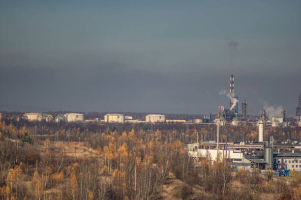 istock Factories in an industrial area among the forest 1189436232