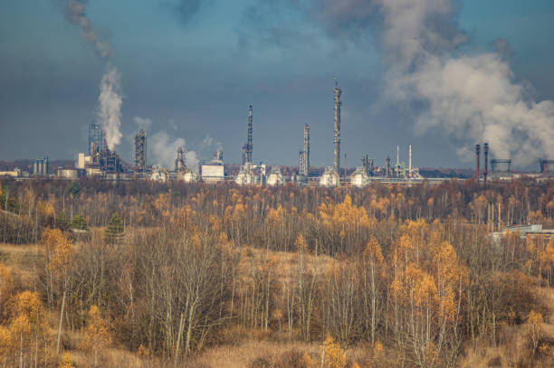 istock Factories in an industrial area among the forest 1189436318