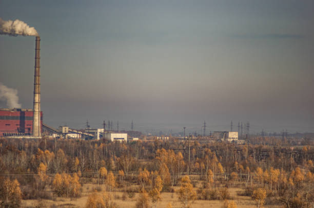 istock Factories in an industrial area among the forest 1189436385