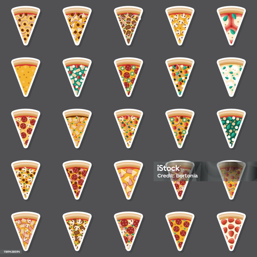 Slice Sticker Design Pizza Slices Sticker Set Stock Illustration - Download Image Now ...