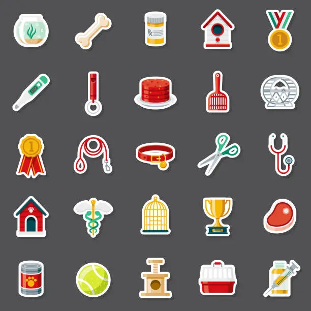 Vector illustration of Pet Supplies Sticker Set